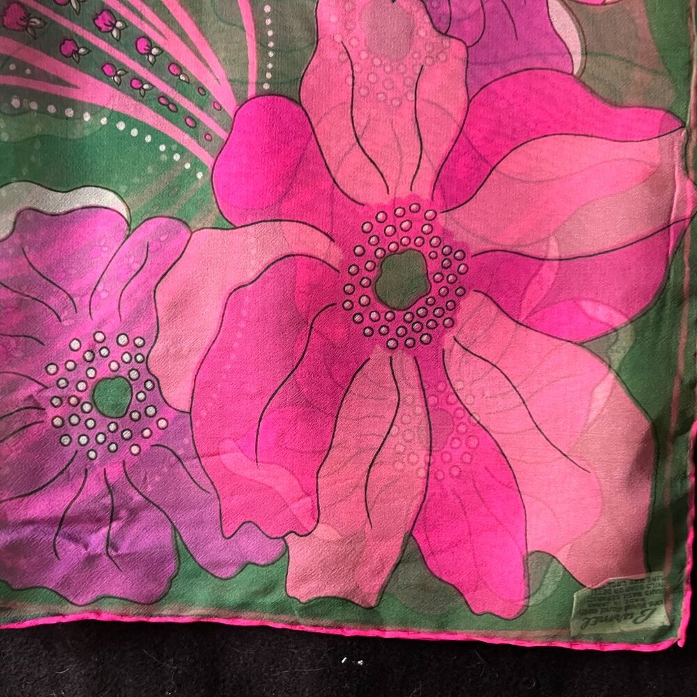 Burmel Sheer Rectangular Pink Floral Scarf 42” x 13” - Picture 5 of 7